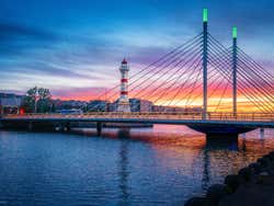 Faro di Malmo al tramonto